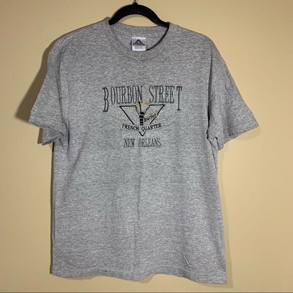 ✨ Bourbon Street New Orleans Louisiana Gray Embroidered Shirt Large - Picture 1 of 7